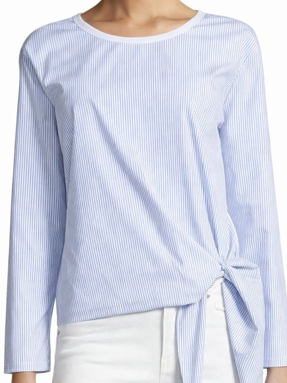 Theory Stripe Cotton Side Tie Shirt Size S